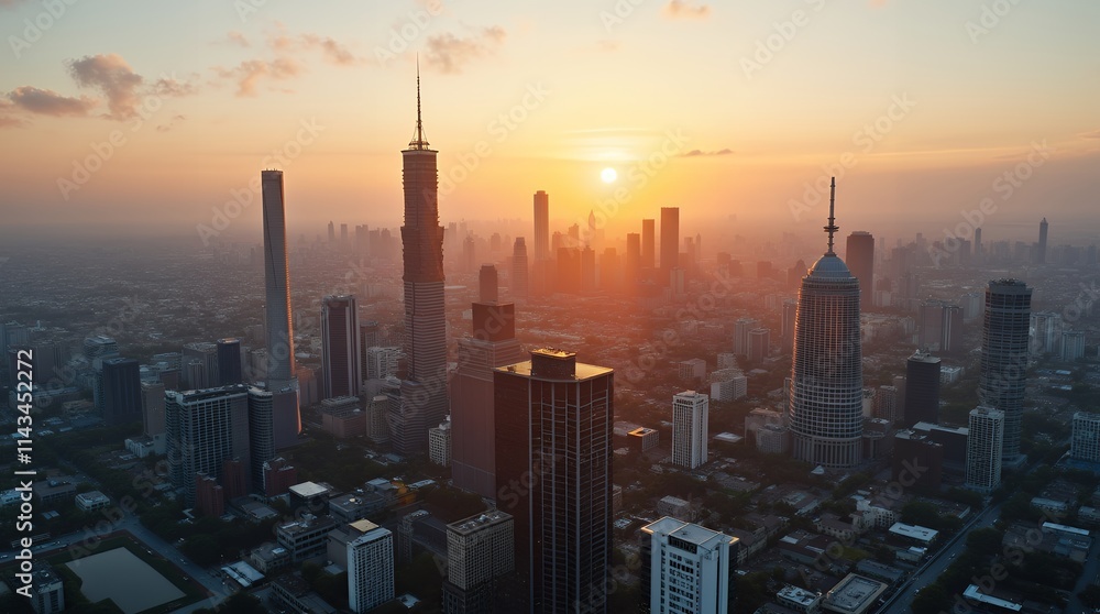 Fototapeta premium sunset over the city