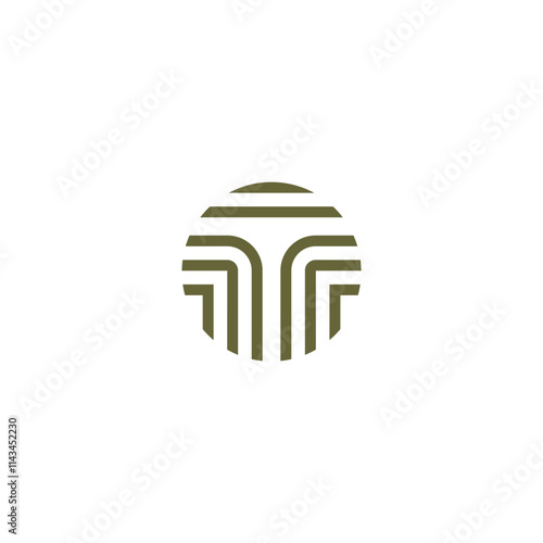 letter T initial with wood shape logo icon vector template