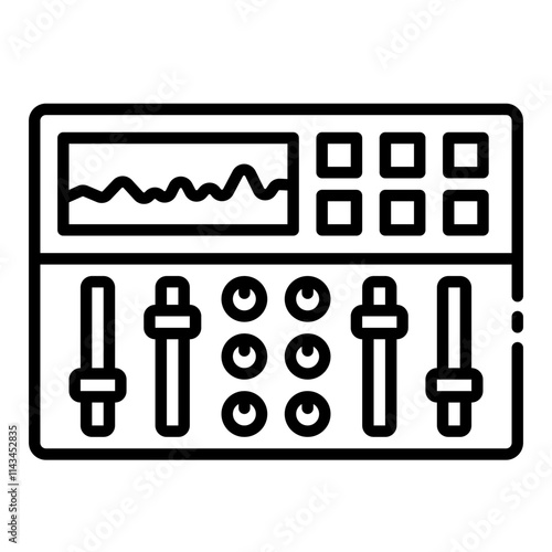 Audio mixer outline icon for sound mixing and music production