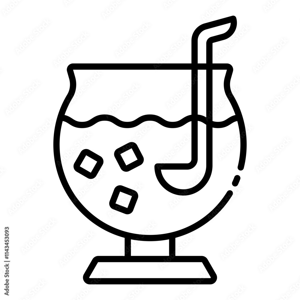 Tropical drink punch outline icon for summer parties and celebrations Tropical drink punch outline icon for summer parties and celebrations