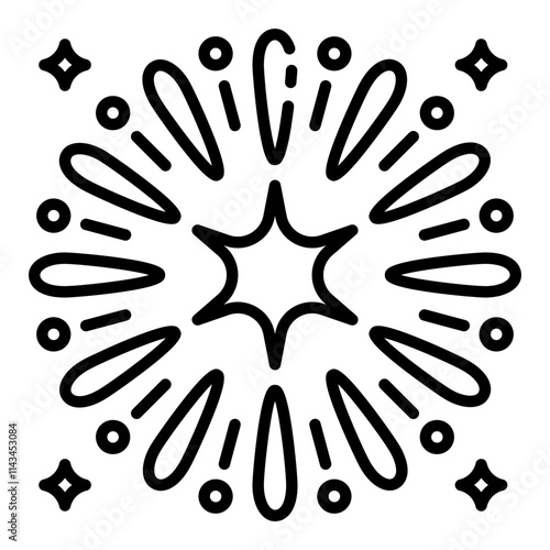 Fireworks explosion outline icon for celebrations and festive displays
