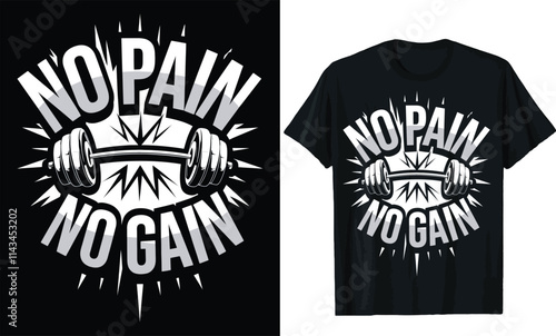No pain no gain t shirt design, motivational quotes t shirt design
