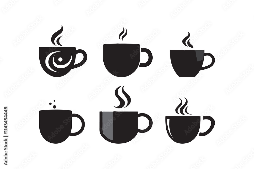 Set of coffee cups, vector illustration.