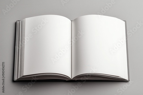 Magazine mockup lying flat on smooth surface minimalistic design top view display clean aesthetic