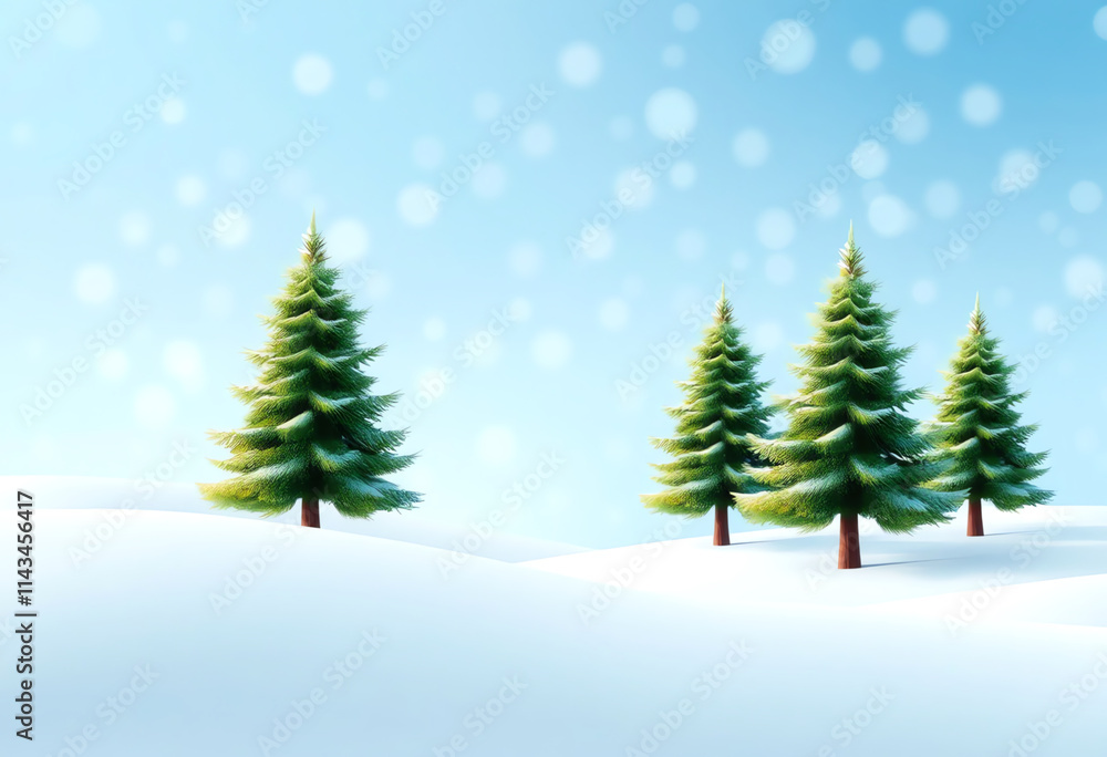 Winter Wonderland with Snow-Covered Evergreen Trees Winter Wonderland with Snow-Covered Evergreen Trees
