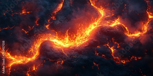 A mesmerizing view of flowing lava, showcasing the dynamic beauty of volcanic activity.