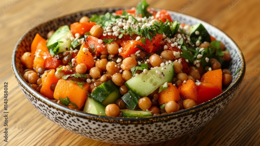 Vibrant Vegetarian Salad with Chickpeas, Lentils, and Seasonal Vegetables Vibrant Vegetarian Salad with Chickpeas, Lentils, and Seasonal Vegetables