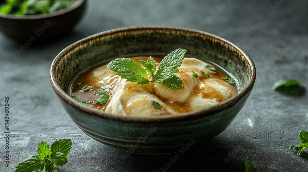 Scrumptious Banana Ice Cream with Mint and Caramel Sauce Scrumptious Banana Ice Cream with Mint and Caramel Sauce