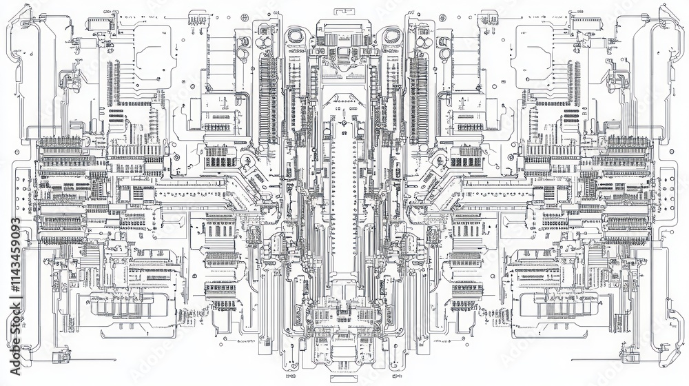 Abstract Circuit Board Design: A Complex Network of Lines and Shapes Abstract Circuit Board Design: A Complex Network of Lines and Shapes