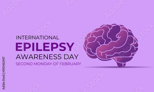 International Epilepsy Day observed every year on  2nd Monday of February. Health banner, Human head, stethoscope with Brain. Vector illustration of background.