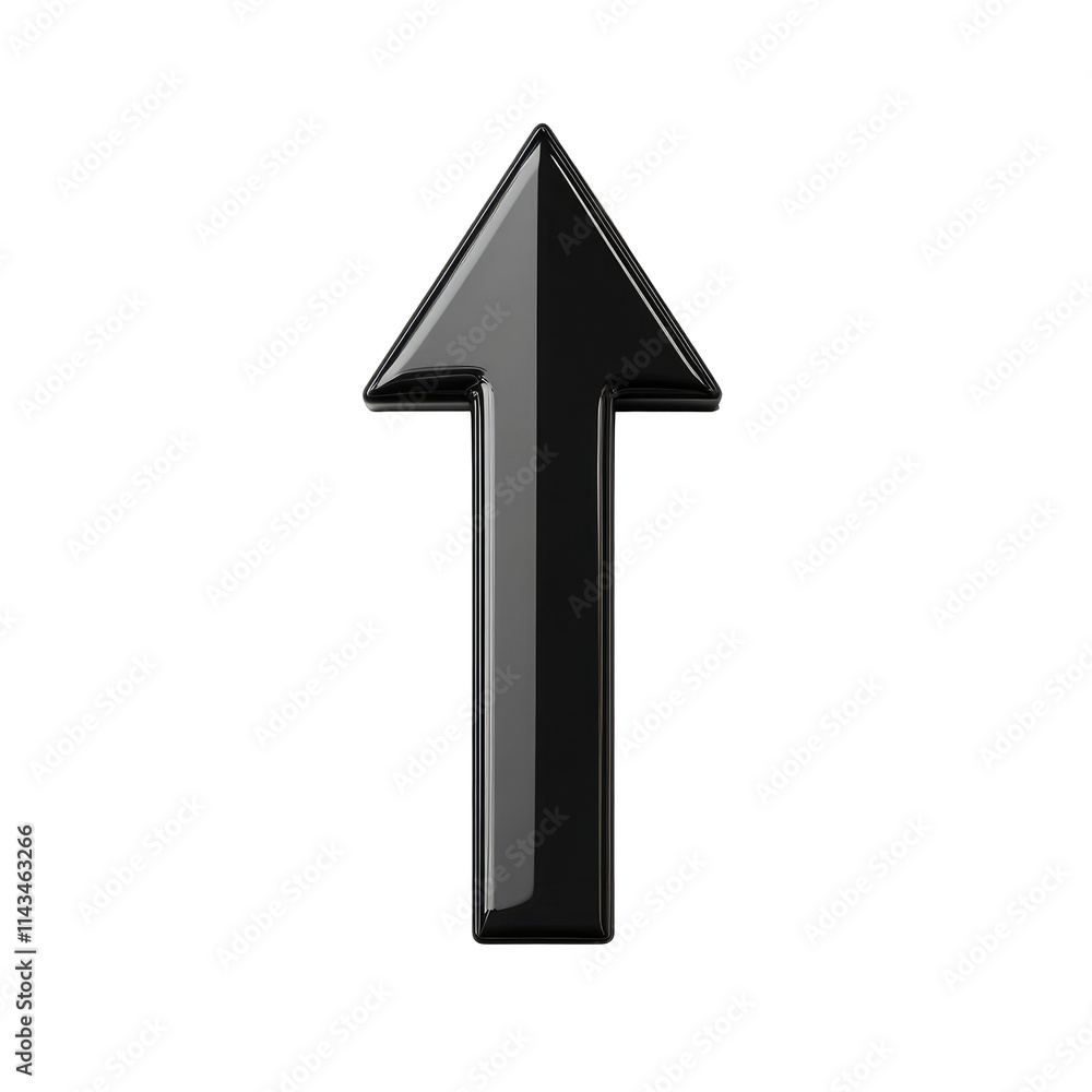 3D black arrow pointing up, isolated on a transparent PNG white background 3D black arrow pointing up, isolated on a transparent PNG white background