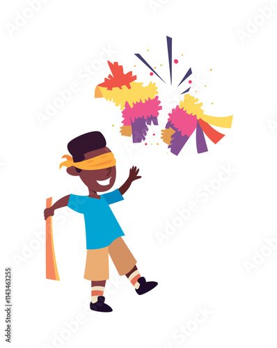 children hitting pinata birthday party