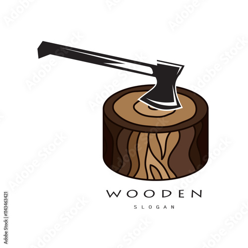 wooden logo design, for construction, wood craftsmen, wood processing company businesses
