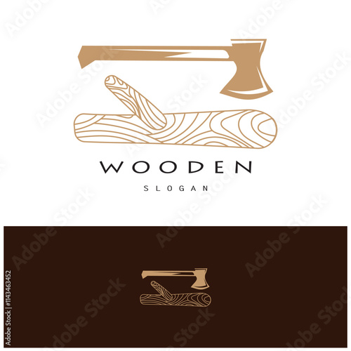 wooden logo design, for construction, wood craftsmen, wood processing company businesses