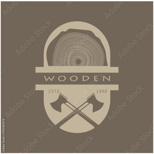 wooden logo design, for construction, wood craftsmen, wood processing company businesses