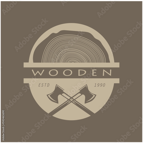 wooden logo design, for construction, wood craftsmen, wood processing company businesses