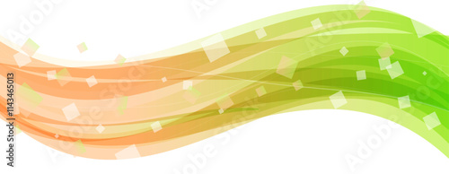 キラキラした黄色と緑のグラデーションのウェーブのベクター背景画像