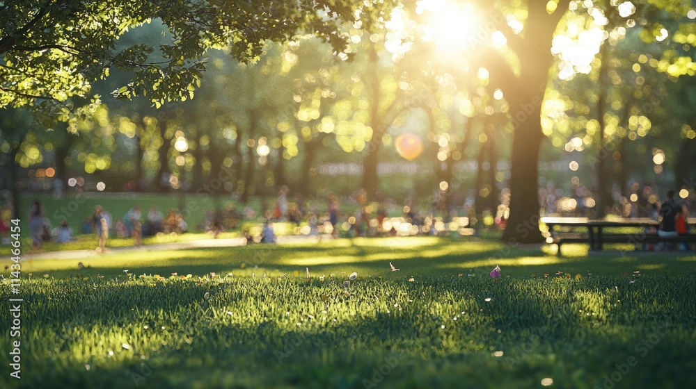 Obraz premium A public park filled with people of all ages enjoying recreational activities, highlighting the essence of community wellness in a lively environment.