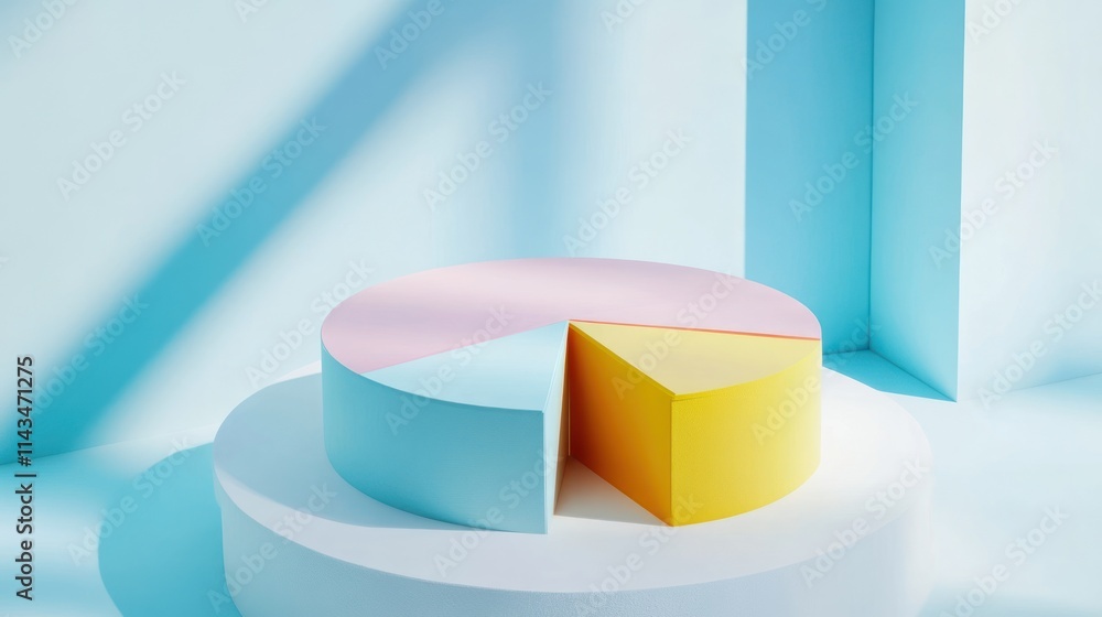 A segmented 3D pie chart with raised portions A segmented 3D pie chart with raised portions