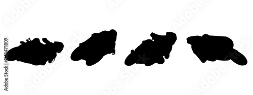 motorbike racer silhouette. isolated on white background vector illustration.