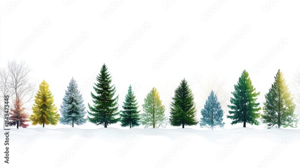 Obraz premium abstract christmas trees on white background