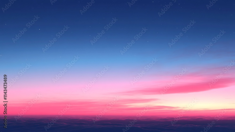 Fototapeta premium Captivating Gradient Sky Transitioning from Blue to Vibrant Pink Hues at Dusk