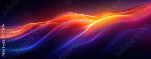 Wallpaper Mural Abstract Gradient Flowing Lines Composition in Purple and Orange Glow Torontodigital.ca