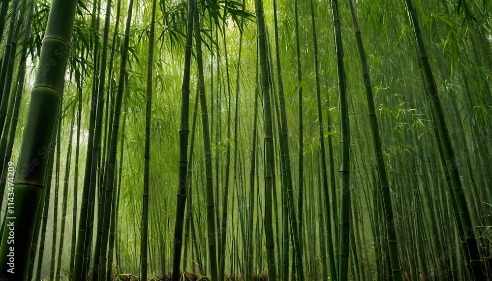 Fototapeta premium Bamboo grove in a batany park, green bamboo. Bamboo forest 300