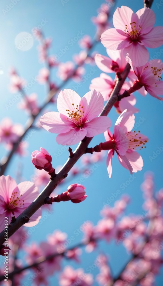A blooming tree's branches stretch up towards the sky, branch, blossoming tree, tree in bloom A blooming tree's branches stretch up towards the sky, branch, blossoming tree, tree in bloom