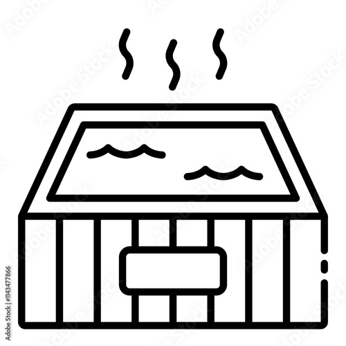 Hot tub outline icon for hotel spa areas offering relaxation