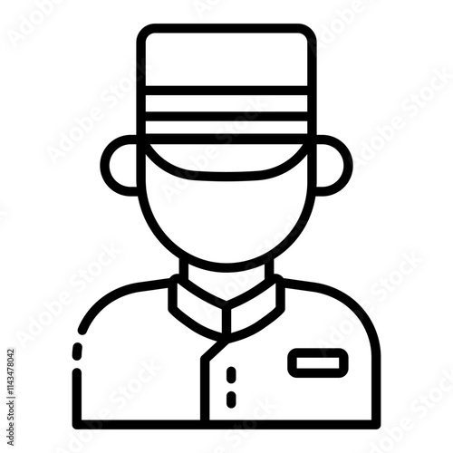 Bellhop avatar outline icon for representing staff  in guest luggage assistance