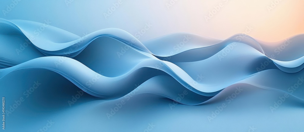 Fototapeta premium Abstract Flowing Waves Light Blue Gradient Composition