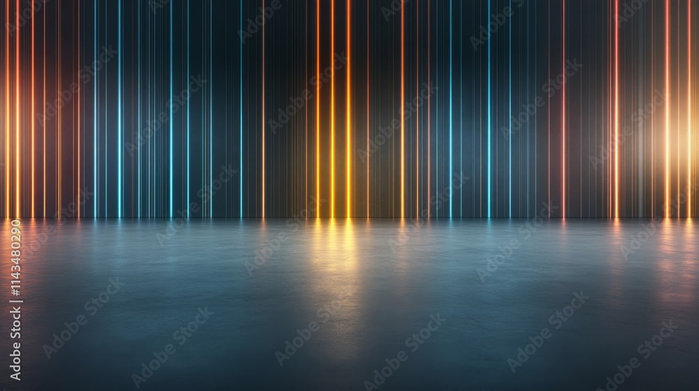 Vibrant Light Rays Emitting from Vertical Lines in a Dark Background Creating a Futuristic Atmosphere for Creative Projects and Digital Media Productions Vibrant Light Rays Emitting from Vertical Lines in a Dark Background Creating a Futuristic Atmosphere for Creative Projects and Digital Media Productions