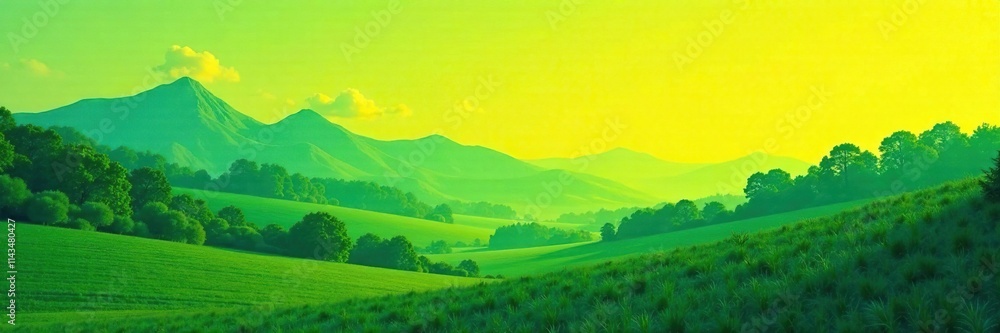 Abstract expressionist landscape with bold green and yellow hues, green, landscape Abstract expressionist landscape with bold green and yellow hues, green, landscape