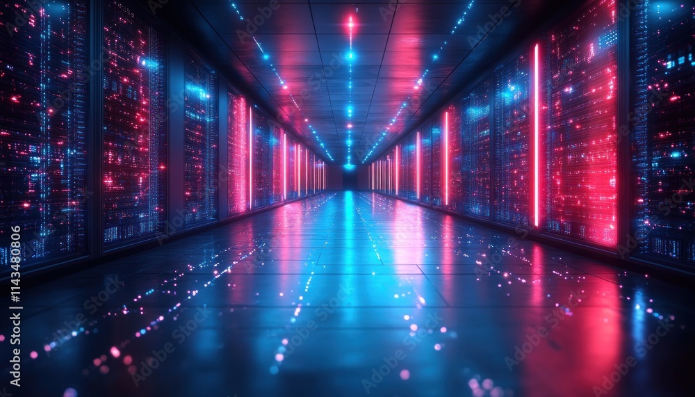 Fototapeta premium Data Storage and Management with SQL Queries and Cyberpunk Aesthetics