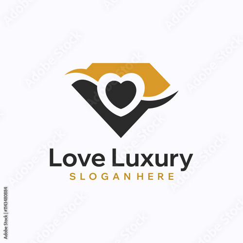 Love diamond logo design template. Jewelry brand concept. Creative vector symbol.