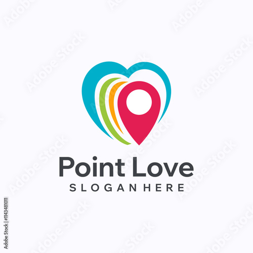 Love point logo design template. Map pointer with heart concept. Creative vector symbol.