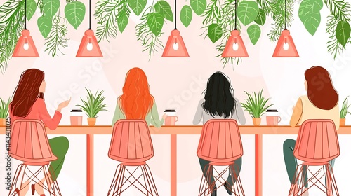 Colleagues Chatting Over Coffee in Warm Minimalist Breakroom