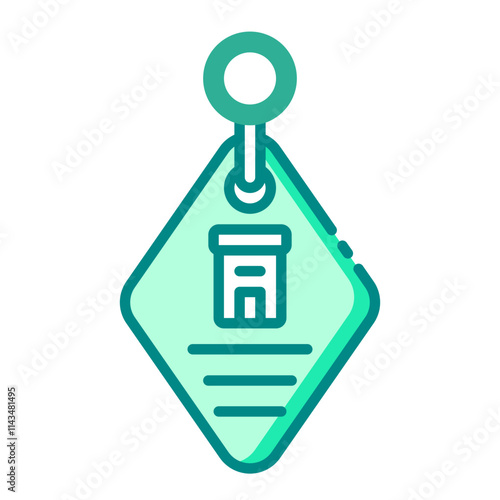 Key chain green filled line icon for hotel room access