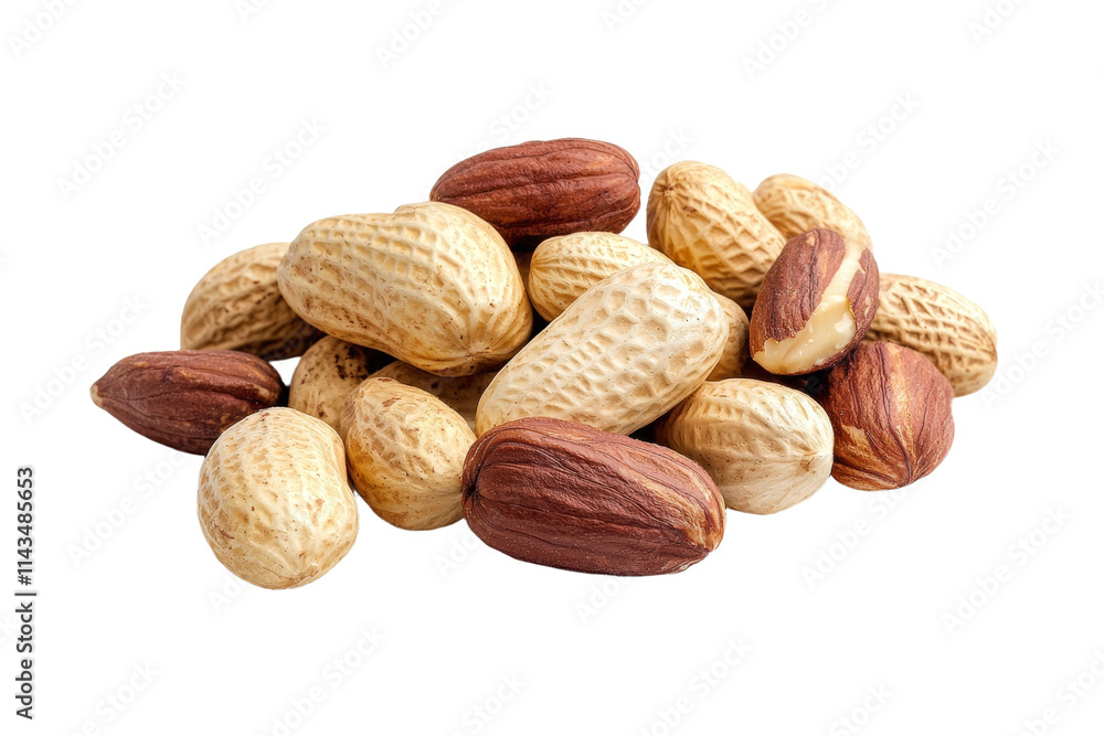 A pile of nuts including peanuts and almonds A pile of nuts including peanuts and almonds
