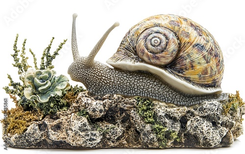 a snail with a shell on its shell photo