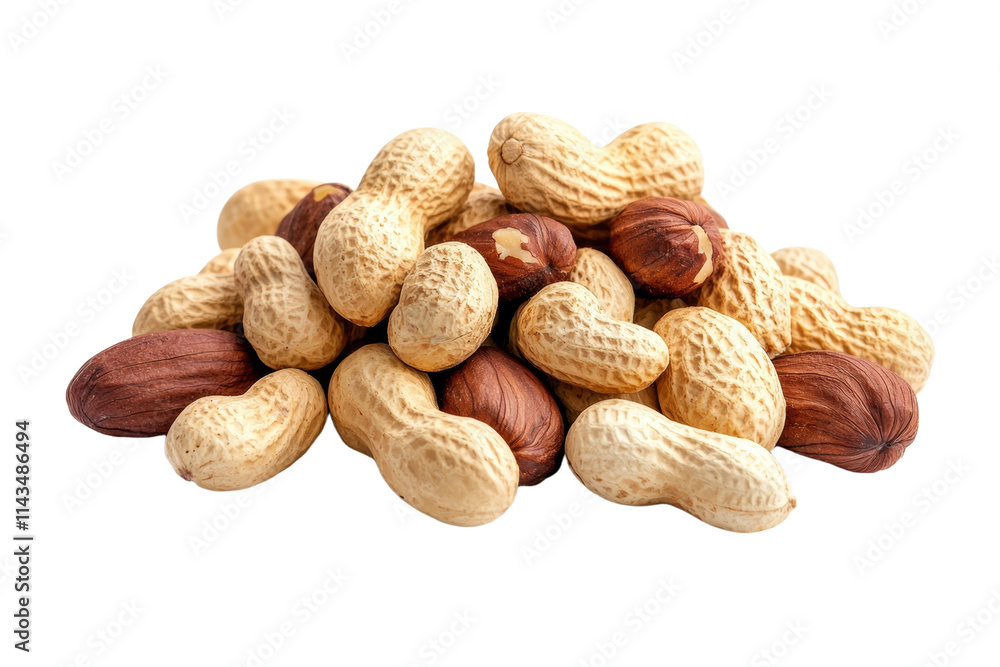 A pile of peanuts and cashews A pile of peanuts and cashews