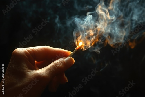 Cigarette Smoking in Dramatic Light with Smoke Effects