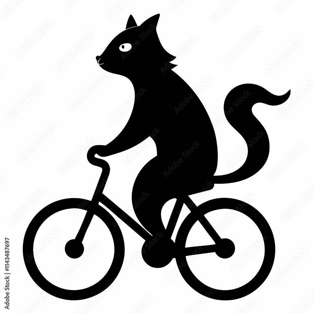 a black vector silhouette design of cat ride a bike a black vector silhouette design of cat ride a bike