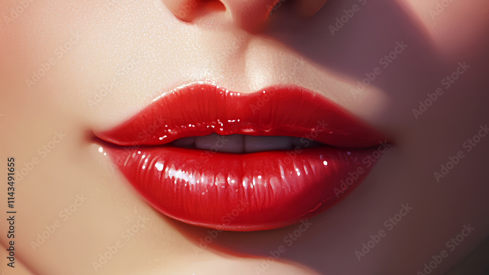 Glossy Lips Close-Up: Beauty and Elegance in High Definition Glossy Lips Close-Up: Beauty and Elegance in High Definition