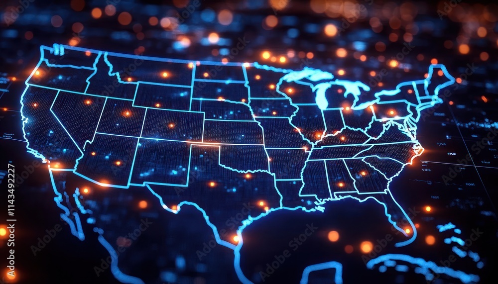 Cybersecurity Map of the United States with Cyber Shield and Encrypted Data Protection Cybersecurity Map of the United States with Cyber Shield and Encrypted Data Protection