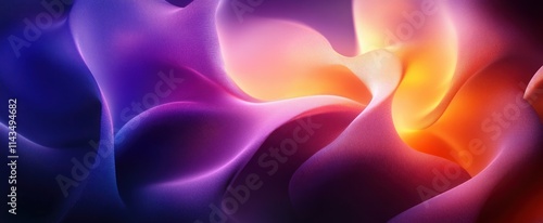 Abstract Flowing Shapes in Purple and Orange with Diffused Lighting