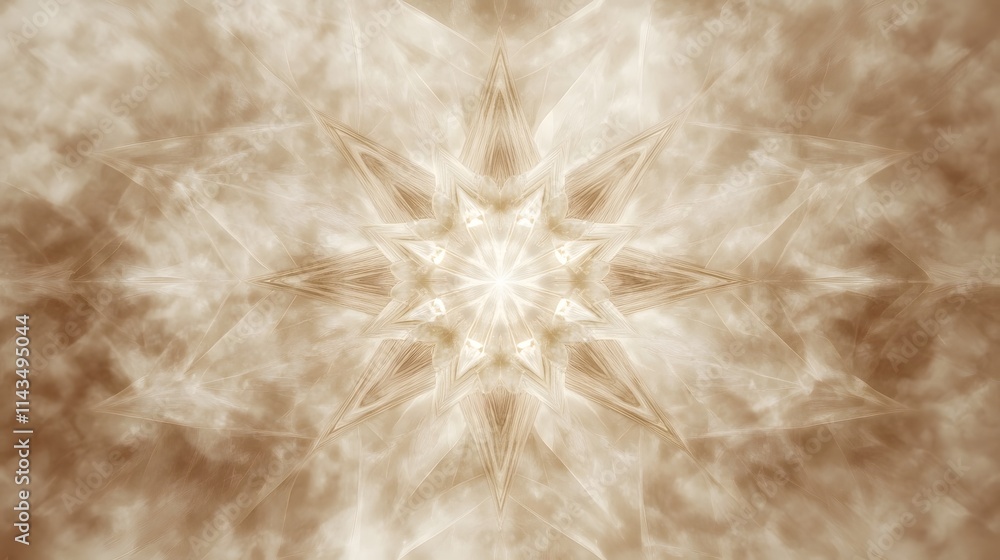Abstract Beige Starburst Design Featuring Kaleidoscopic Patterns Abstract Beige Starburst Design Featuring Kaleidoscopic Patterns
