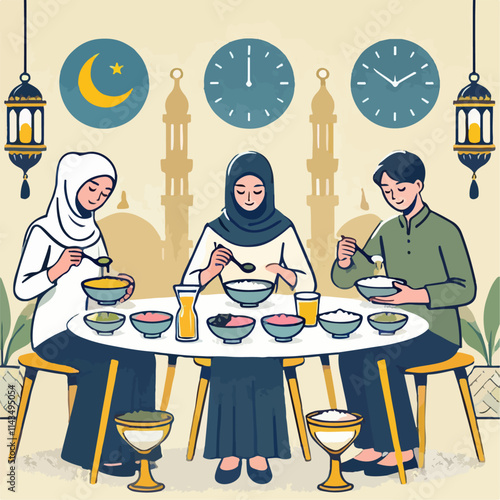 vector illustration of someone breaking the fast