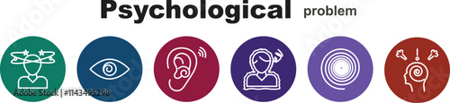 Drug Psychological problem and side effects single stroke icon sets